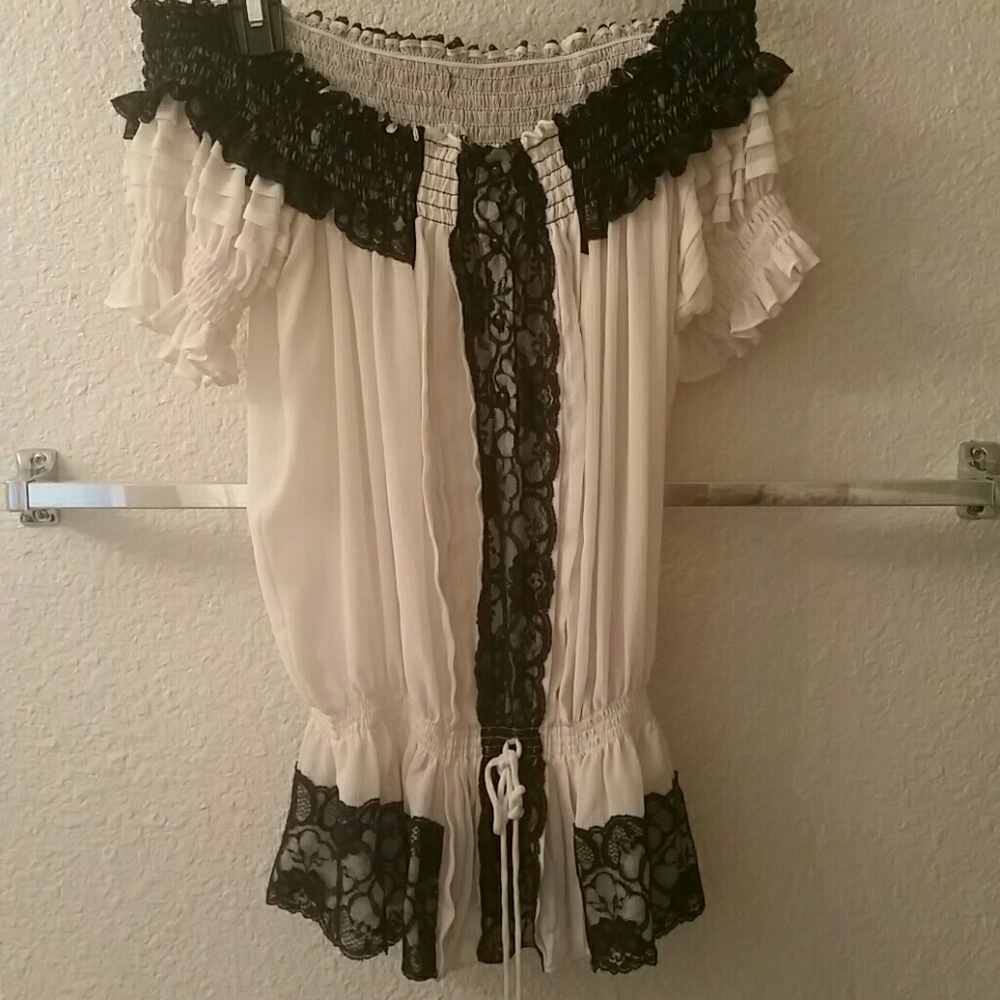 Over the shoulder sheer shirt